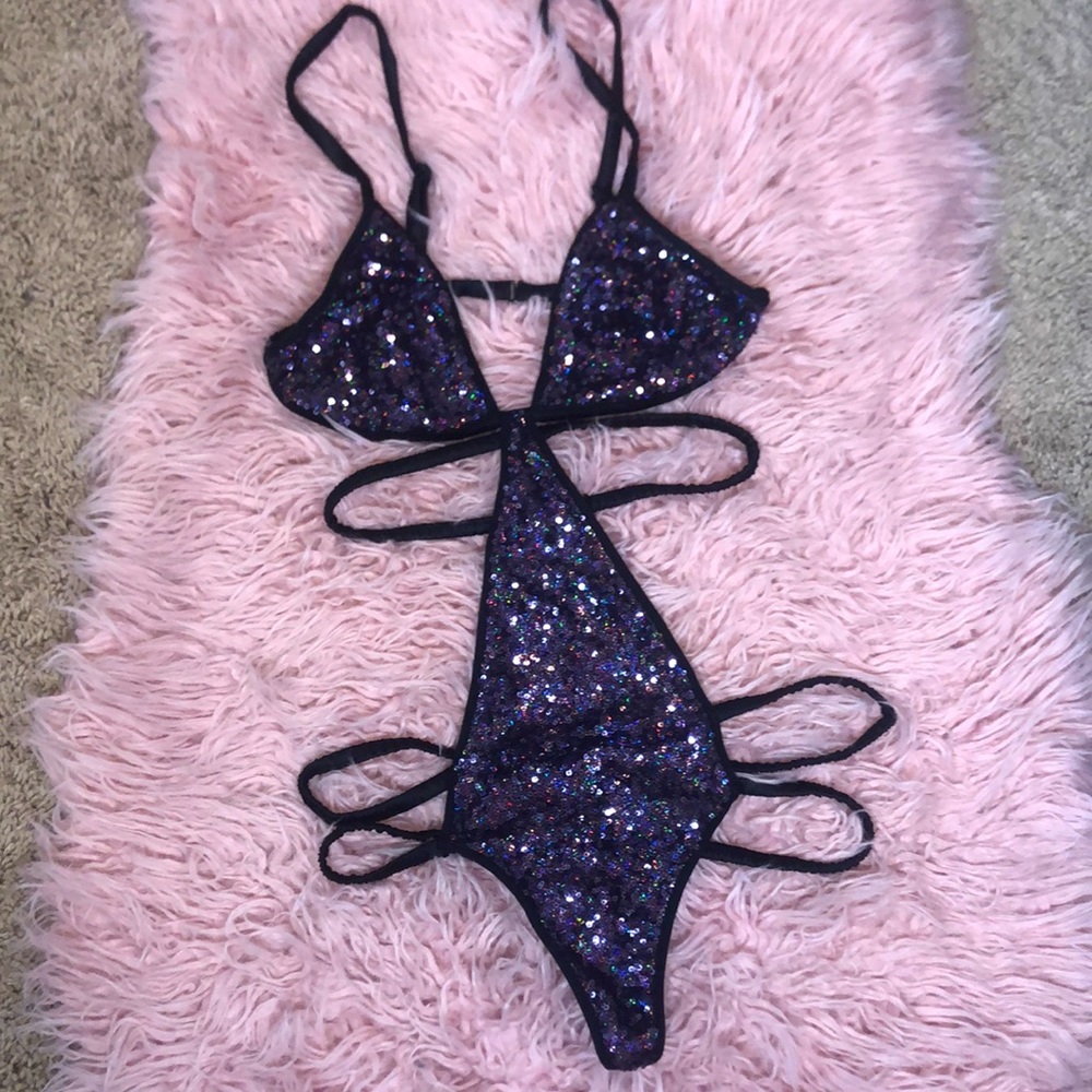 Victoria’s Secret strappy sequin teddy lingerie